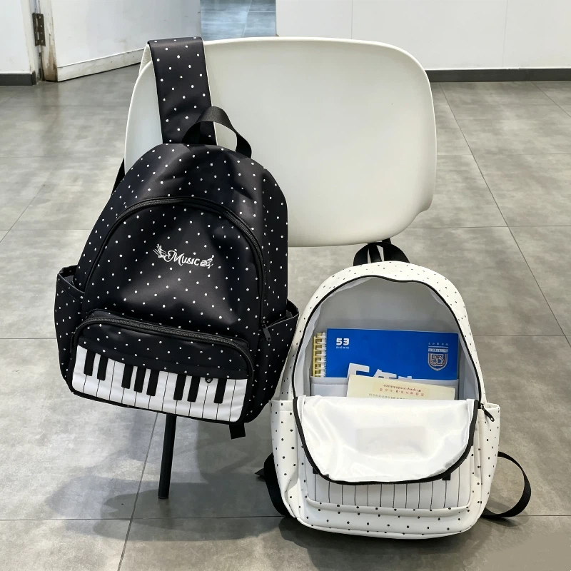 블랙 화이트 피아노 노트 웨이브 포인트 백팩 경량 방수 - Hiking Backpack Waterproof 리뷰 및 가격