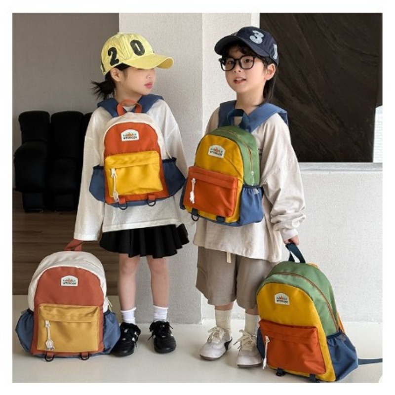 새로운 컬러 블록 디자인의 어린이 백팩 귀여운 유치원  - Canvas Backpack Casual 리뷰 및 가격